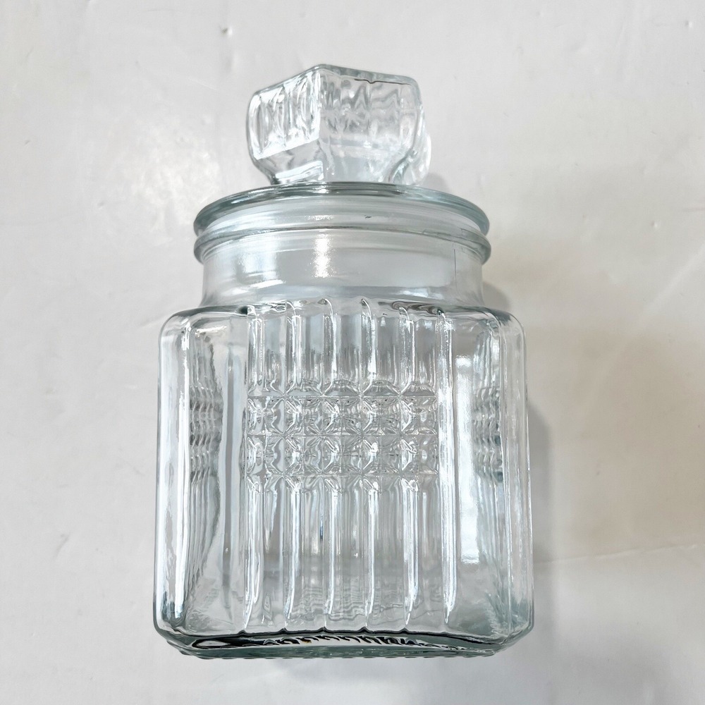 VINTAGE KOEZE'S Candy Jar Apothecary Canister 7.25" X 4.5" Clear Storage Jar
